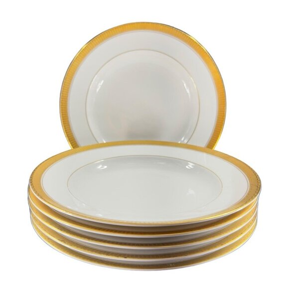 Franconia Krautheim Selb Bavaria Madison Deep Dish Plate Germany Gold Edges 6SET